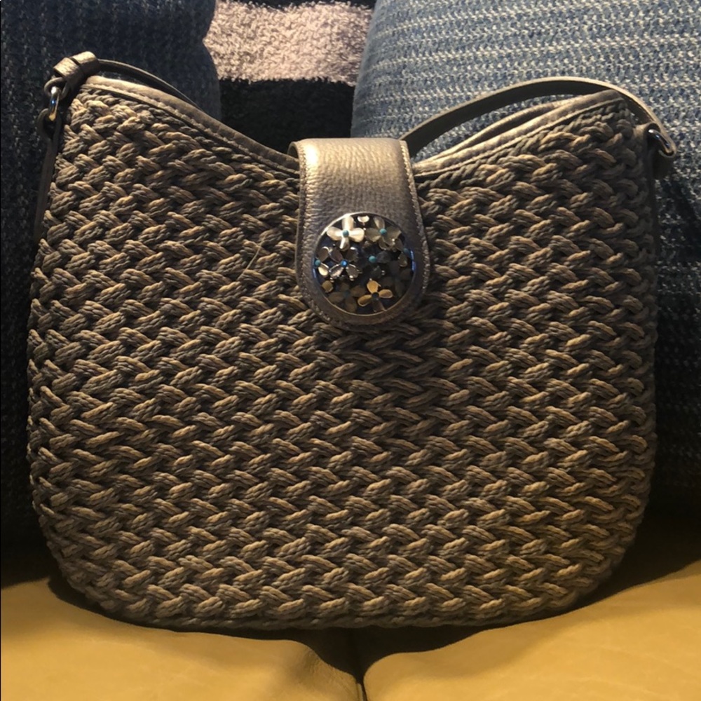 Brighton straw & leather handbag. Used once. EUC.